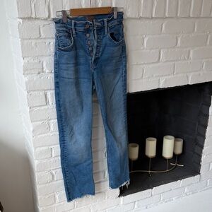 MOTHER The Tripper Ankle Fray Jean in Meet Cute Blue